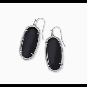 Kendra Scott Elle Earrings in Silver with Black Opaque Stone